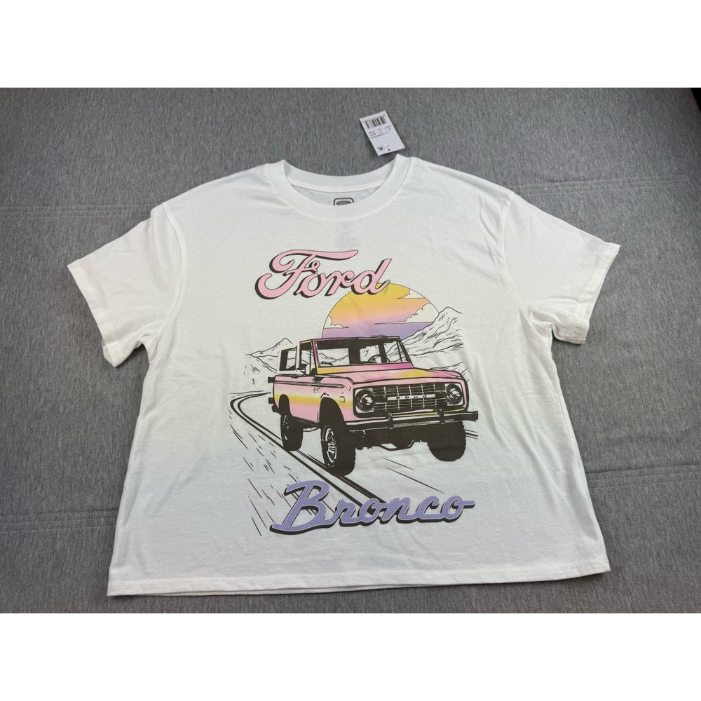 Ford bronco Classic Graphic White Cropped T-shirt Children's Kids XL (12-14) NWT - Picture 2 of 8